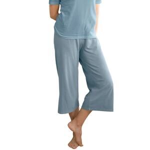 Blue Canoe Bamboo Wide Leg Crop Sz M New $105 Soft Blue Knit Lounge Pants Sleep